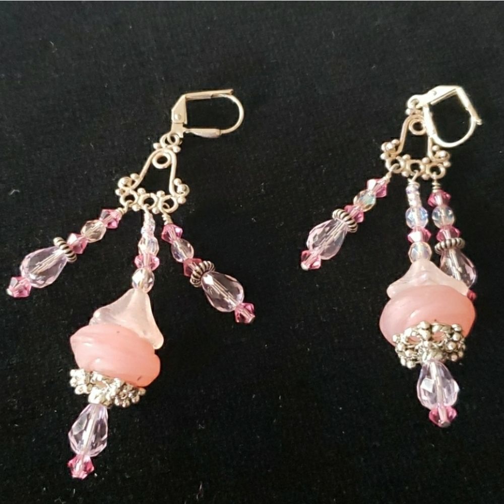 Ballerina Pink Beaded Dangling Earrings